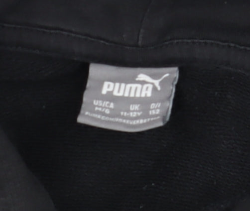 Puma Boys Black 11-12 Years Pullover Hoodie GCFC Logo Cotton Blend