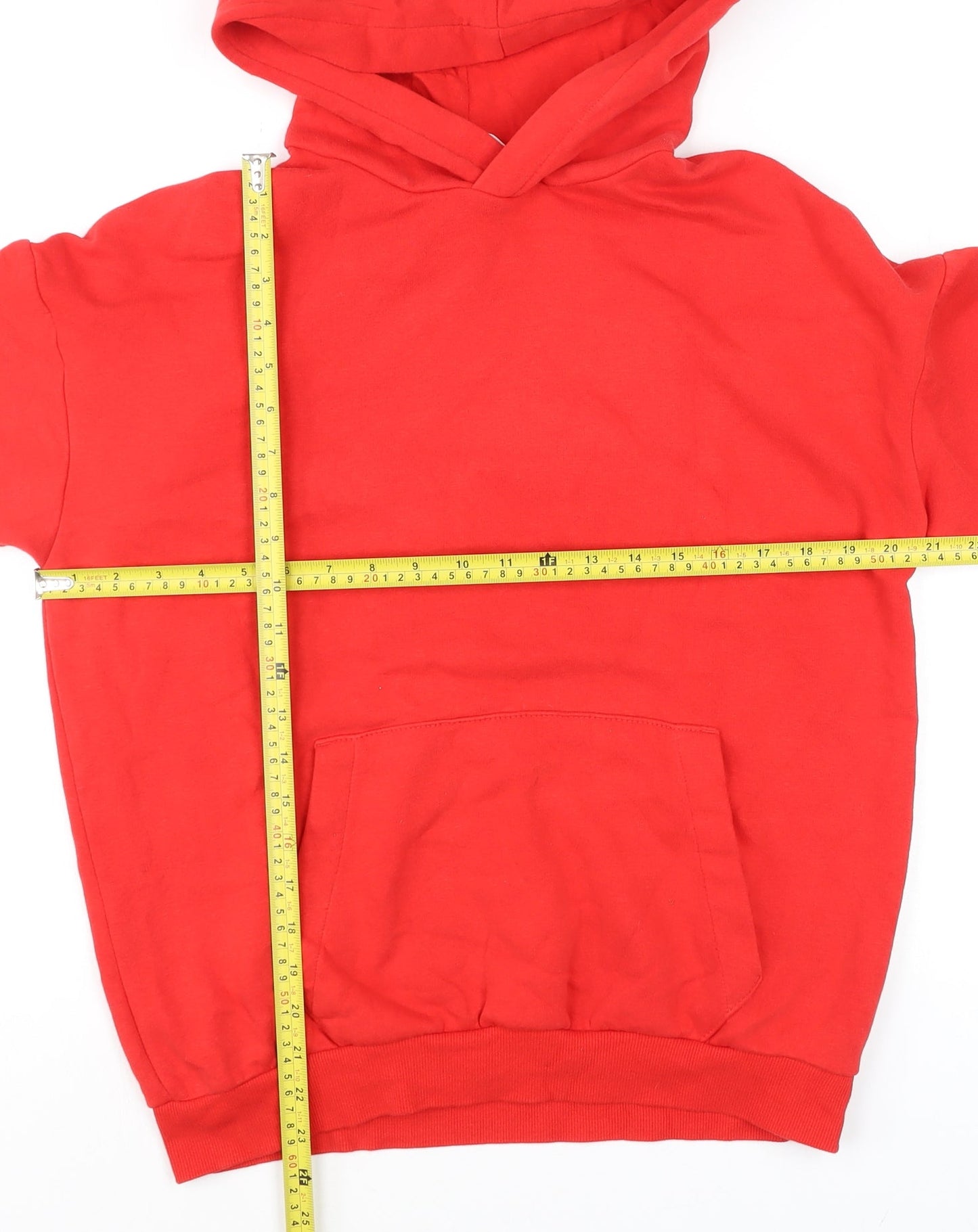 H&M Boys Red Pullover Hoodie UK 12-14 Years Cotton Blend Casual