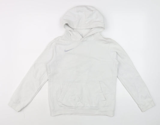 Nike Teens White Pullover Hoodie M Fleece Sportswear