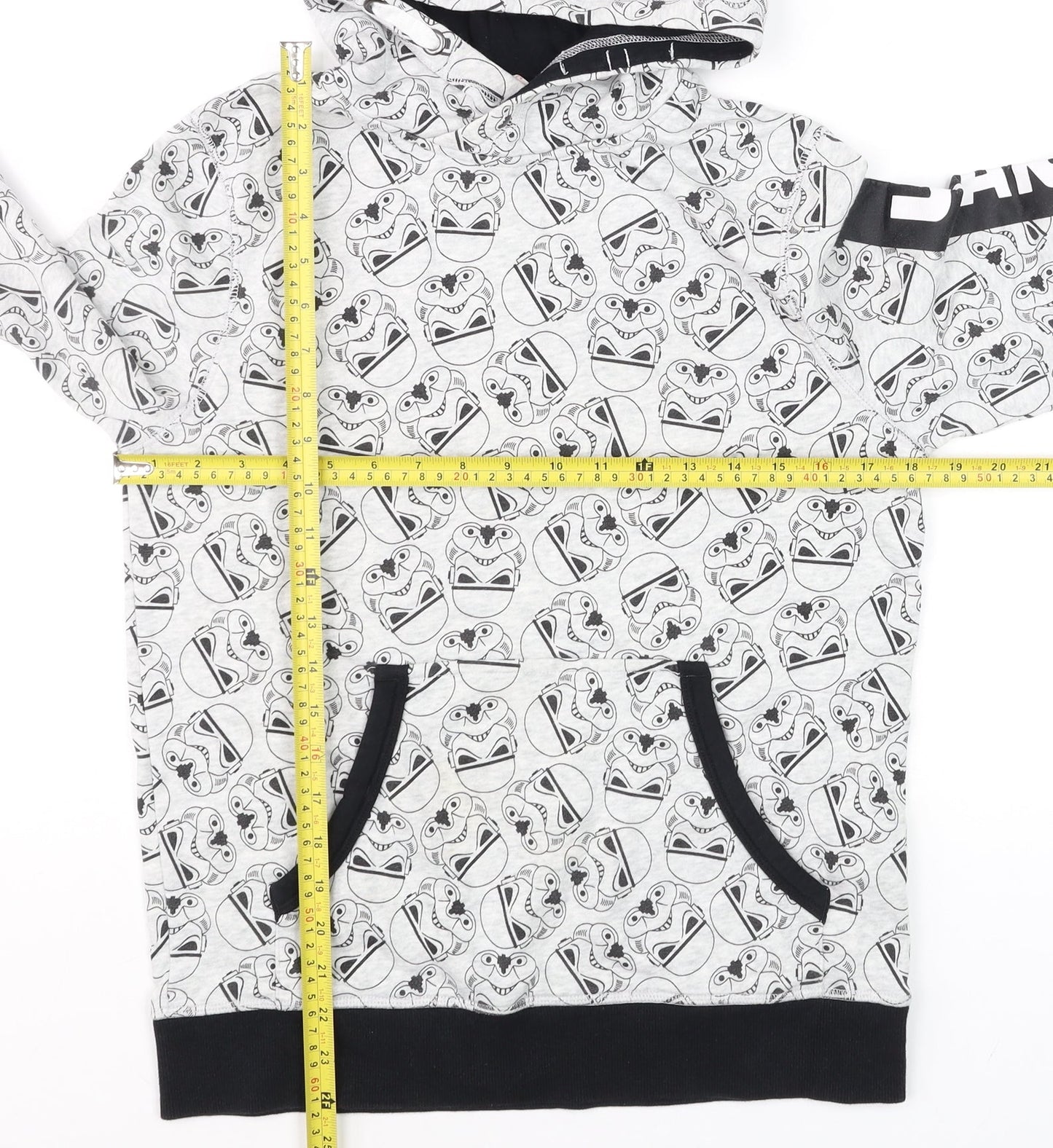 H&M Boys Star Wars Grey Hoodie 12-14 Years Pullover Cotton Blend