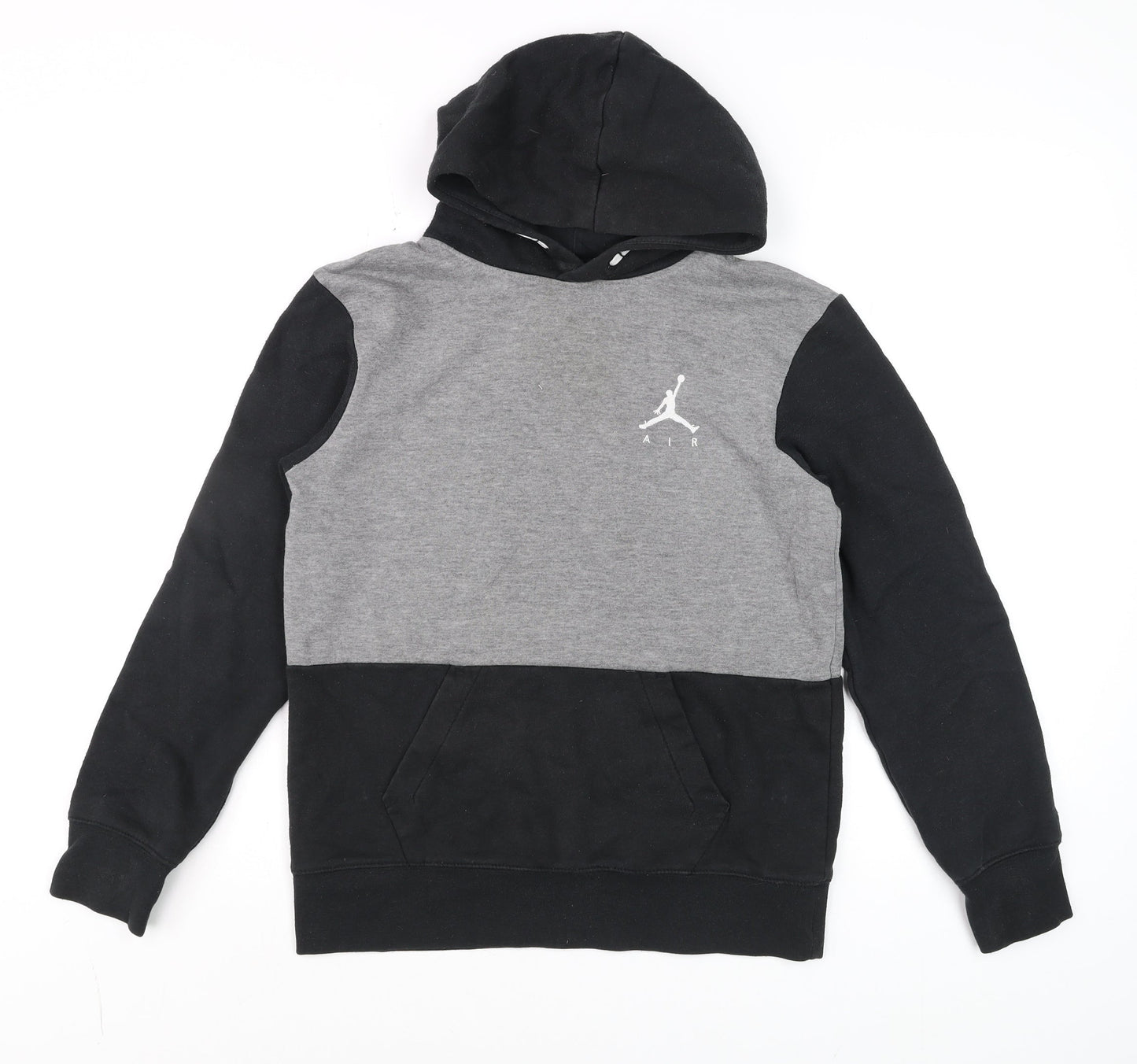 Jordan Boys Grey Black Pullover Hoodie 12-13 Years Colourblock Fleece