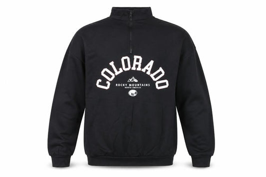 boohoo Men Black Colorado 1/4 Zip Mock Neck Sweatshirt Size S