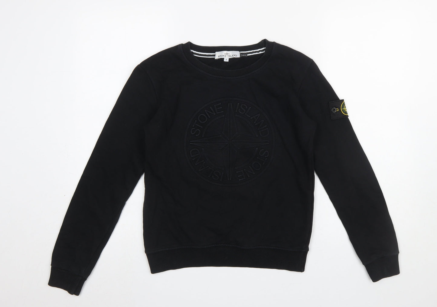 Stone Island Women Black Slim Fit Crew Neck Cotton Sweatshirt Size S
