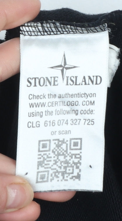 Stone Island Women Black Slim Fit Crew Neck Cotton Sweatshirt Size S