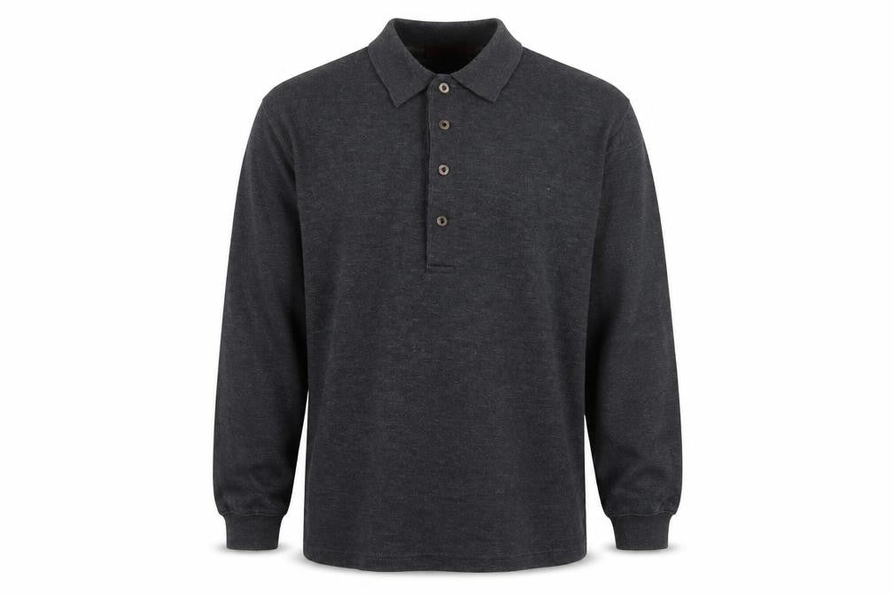 Ricci Men Grey Cotton Collared Henley Jumper Size M