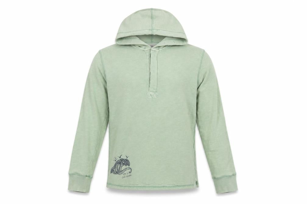 FatFace Boys Green Hooded Henley Sweatshirt 12-13 Years Cotton Blend