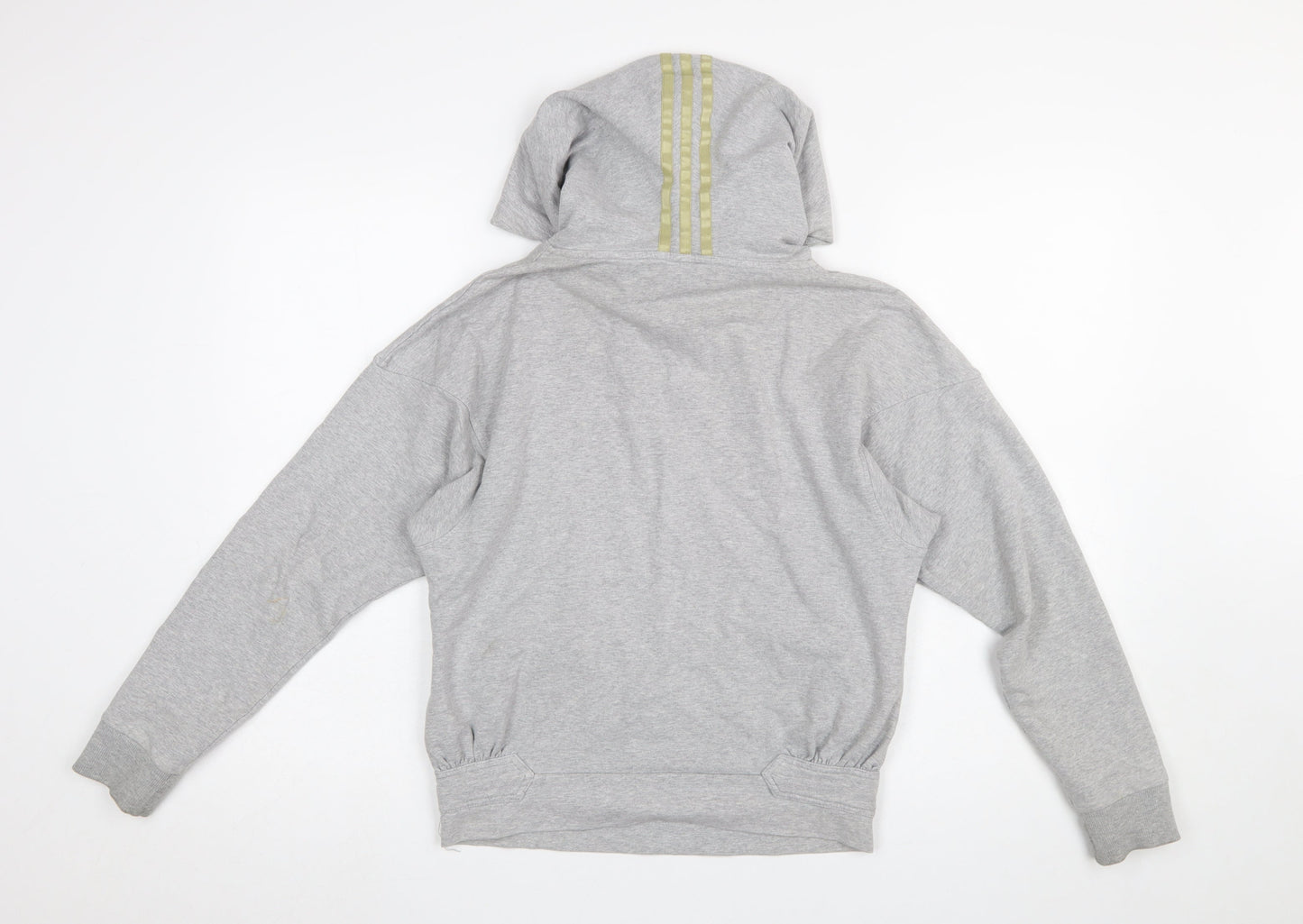 Adidas Womens Grey Hoodie Size 10 Pullover Drawstring Hooded Sweatshirt