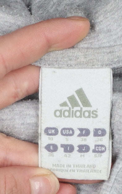 Adidas Womens Grey Hoodie Size 10 Pullover Drawstring Hooded Sweatshirt