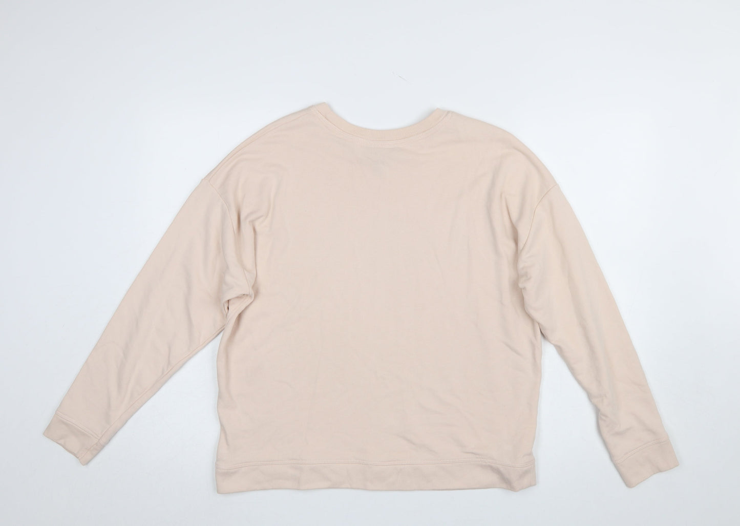 New Look Women's Beige LOVE Sweatshirt Small Long Sleeve Cotton Blend