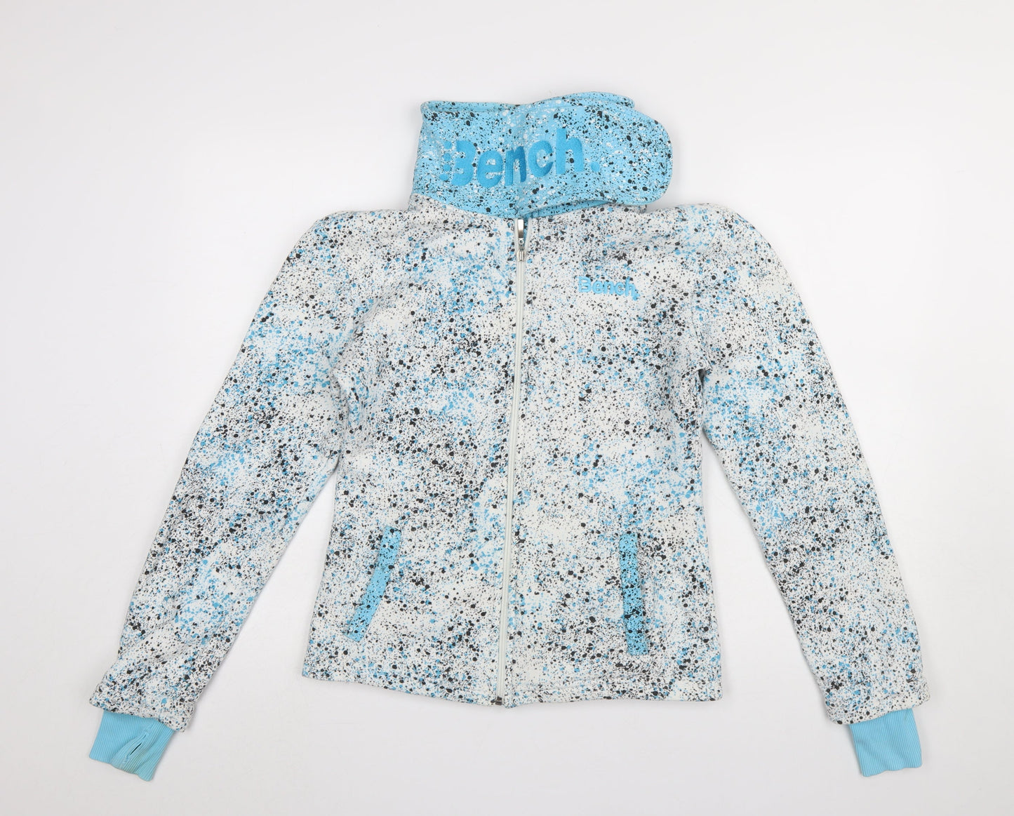 Bench Women Blue White Full Zip Hoodie Jacket Size S