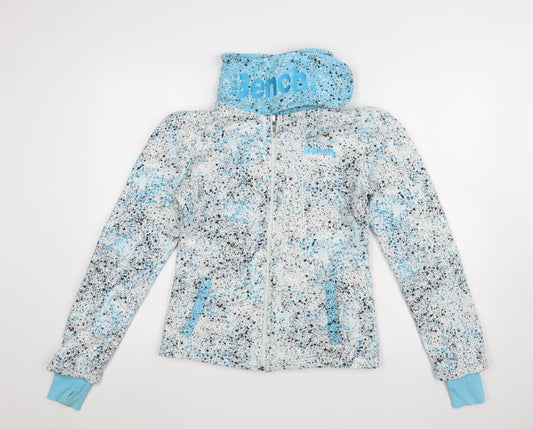 Bench Women Blue White Full Zip Hoodie Jacket Size S