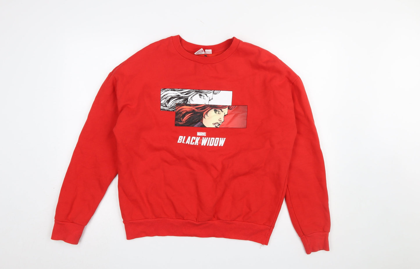 Primark Marvel Black Widow Red Sweatshirt Women's UK 12/14 Cotton Blend