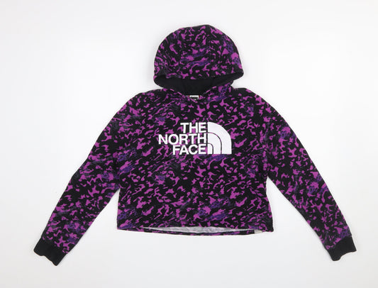 The North Face Girls Purple Camouflage Pullover Hoodie L Youth