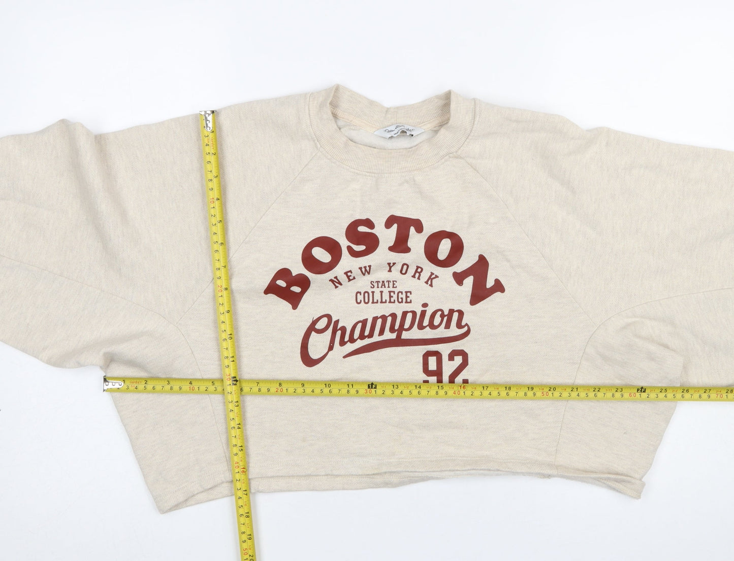 Miss Selfridge Womens Beige Boston Print Pullover Sweatshirt UK 12