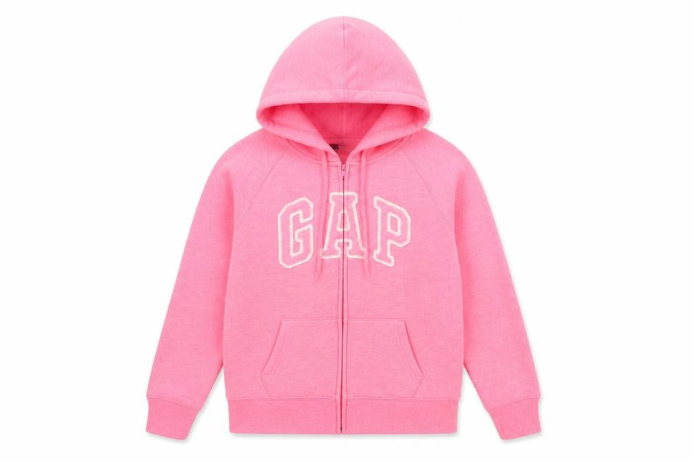 GAP Girls Pink Full Zip Hoodie Size S Logo Graphic Cotton Blend