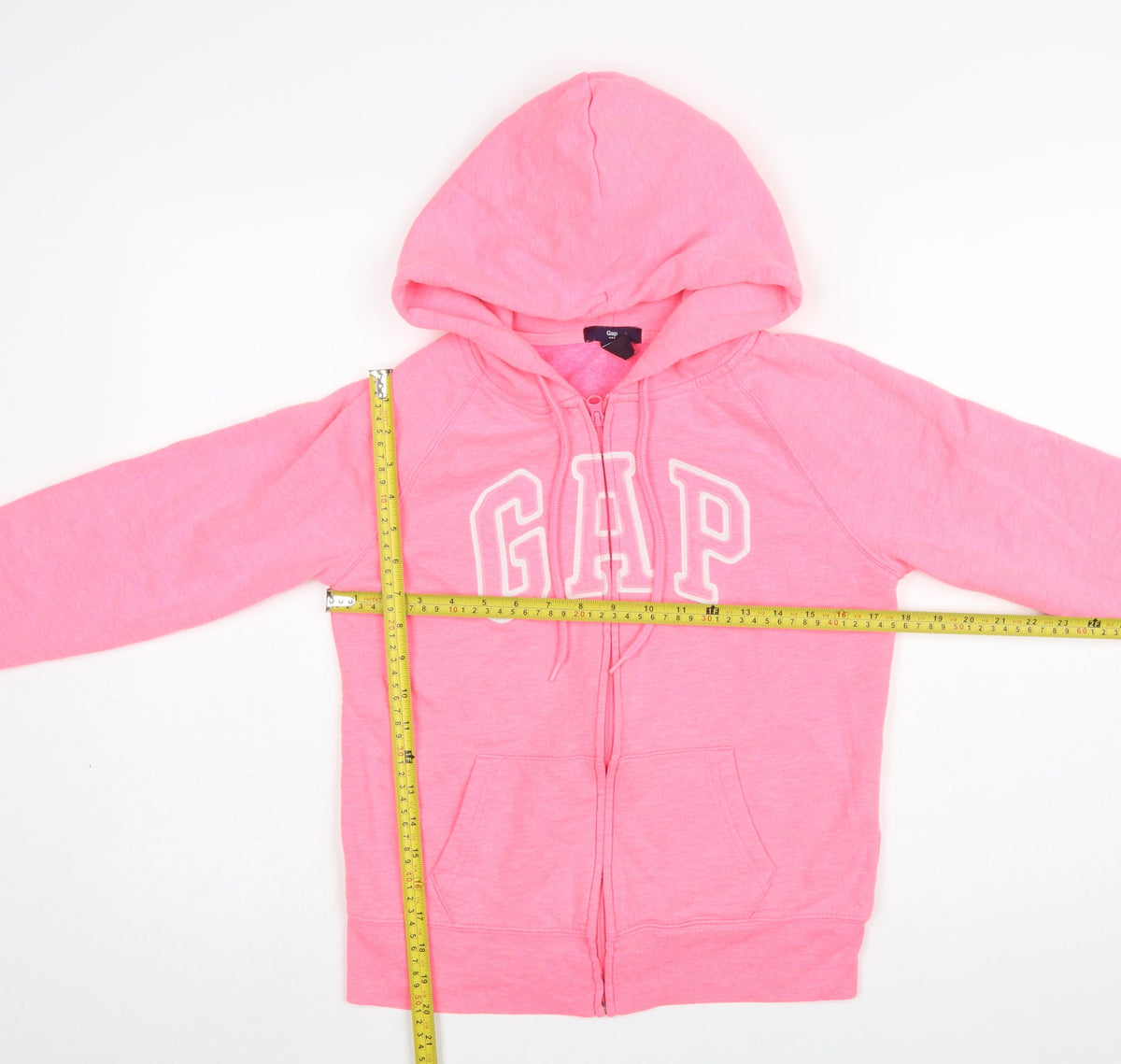 GAP Girls Pink Full Zip Hoodie Size S Logo Graphic Cotton Blend