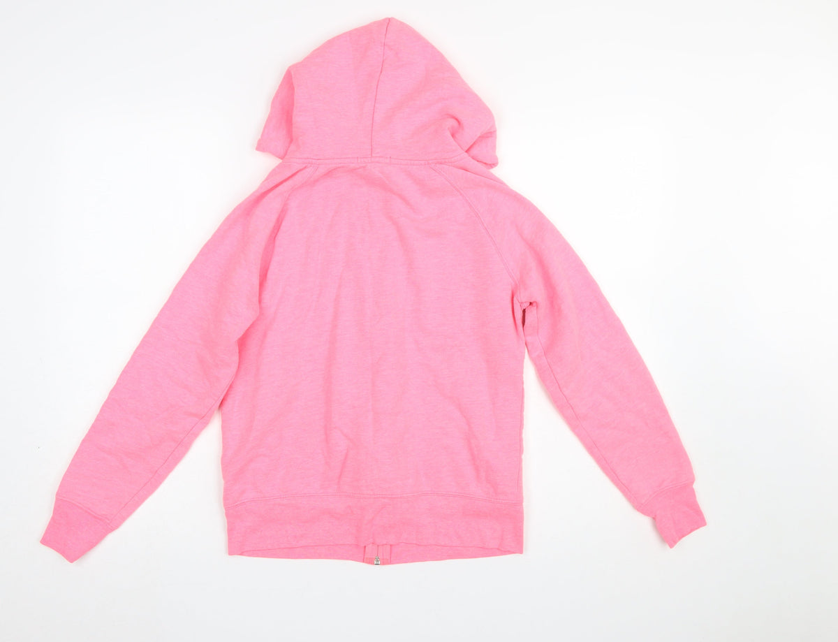 GAP Girls Pink Full Zip Hoodie Size S Logo Graphic Cotton Blend