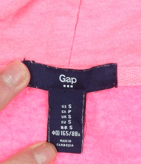 GAP Girls Pink Full Zip Hoodie Size S Logo Graphic Cotton Blend
