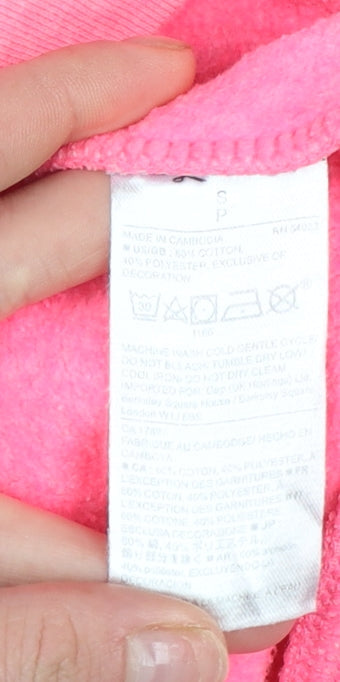 GAP Girls Pink Full Zip Hoodie Size S Logo Graphic Cotton Blend