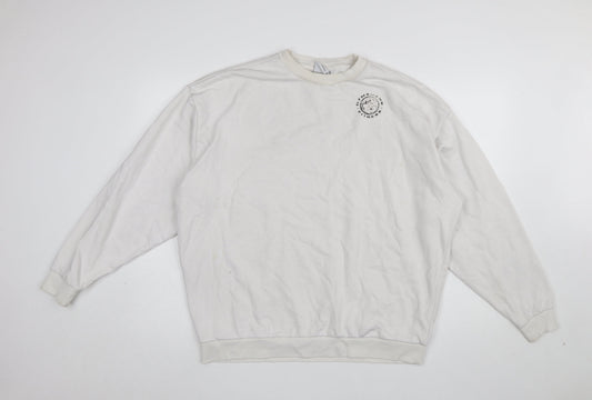 Gymshark Men White Small Pullover Sweatshirt Logo Fitness Top