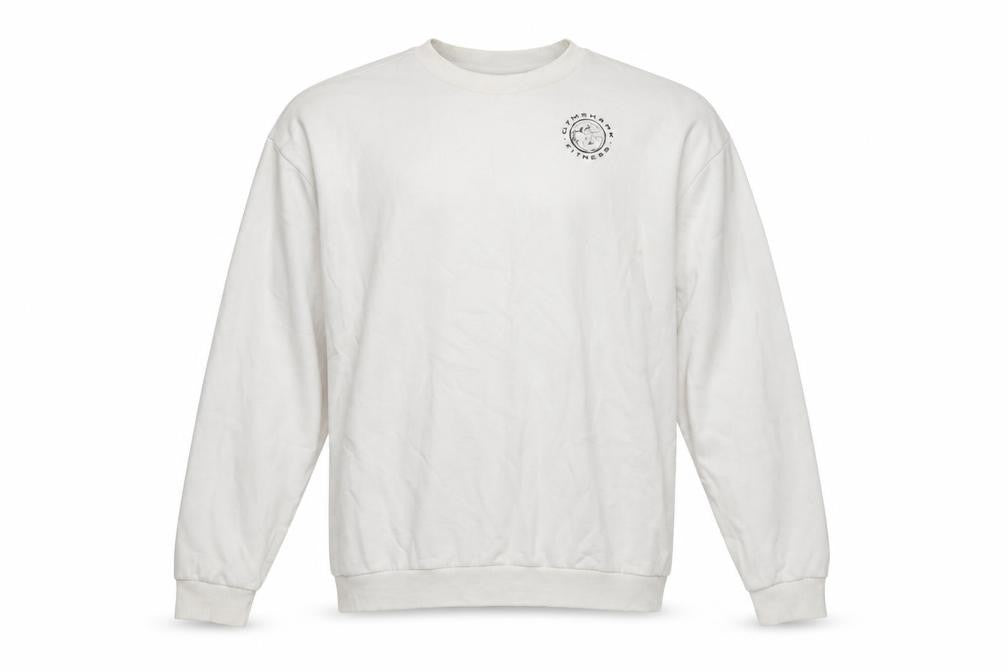 Gymshark Men White Small Pullover Sweatshirt Logo Fitness Top