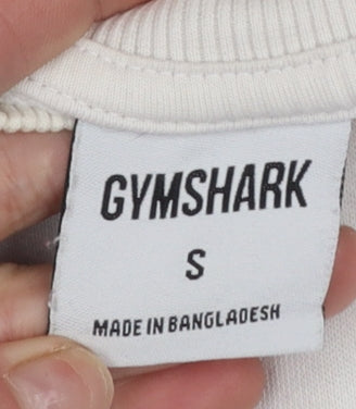 Gymshark Men White Small Pullover Sweatshirt Logo Fitness Top