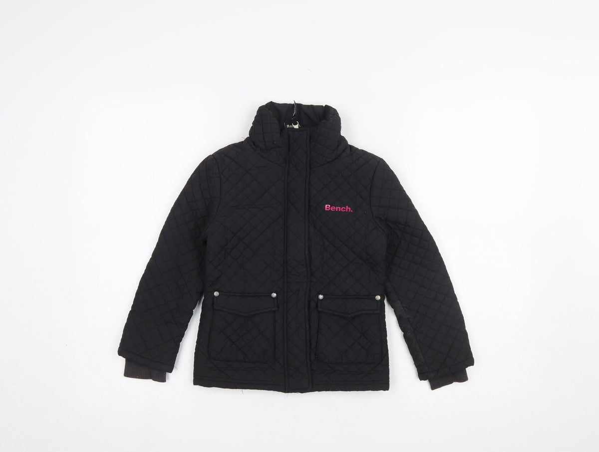 Bench Girls Black Quilted Mid-Length Jacket 5-6 Years Padded Winter Coat