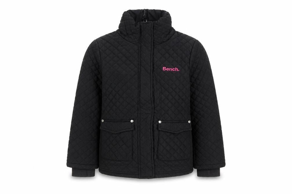 Bench Girls Black Quilted Mid-Length Jacket 5-6 Years Padded Winter Coat