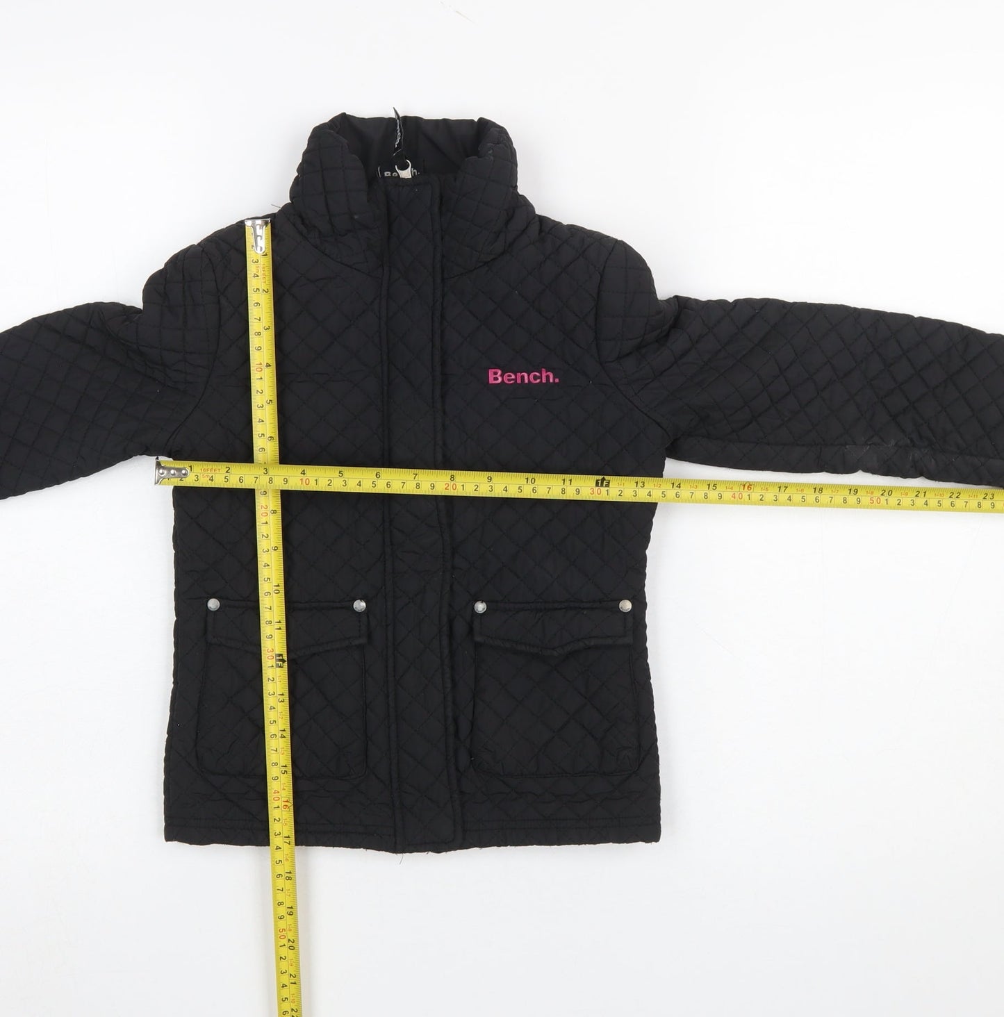 Bench Girls Black Quilted Mid-Length Jacket 5-6 Years Padded Winter Coat