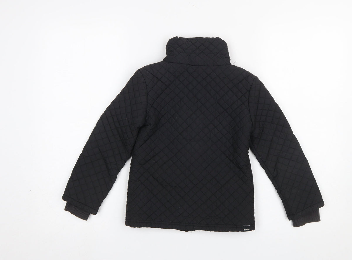 Bench Girls Black Quilted Mid-Length Jacket 5-6 Years Padded Winter Coat