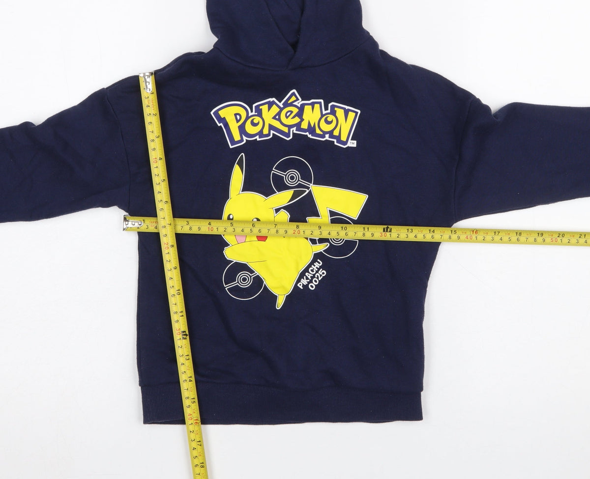 Primark Pokémon Boys Navy Hoodie 5-6 Years Pikachu Graphic Pullover