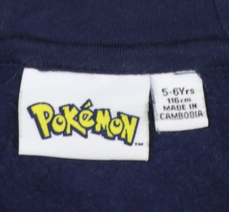 Primark Pokémon Boys Navy Hoodie 5-6 Years Pikachu Graphic Pullover