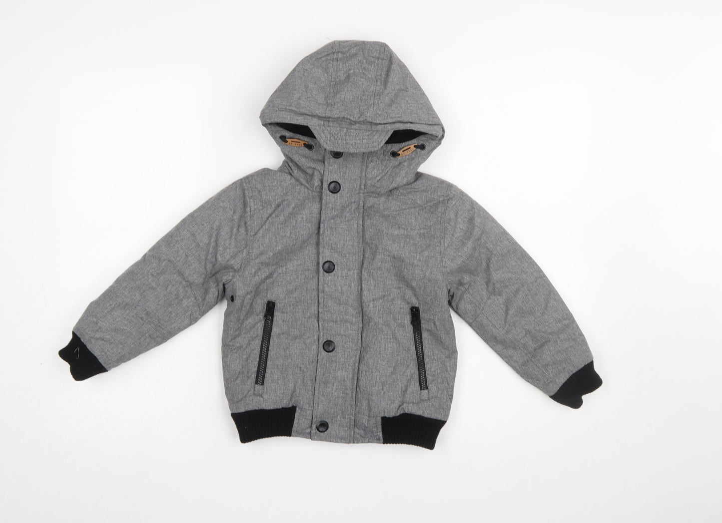 Next Boys Grey Hooded Puffer Jacket 4 Years Polyester Lined Winter Coat