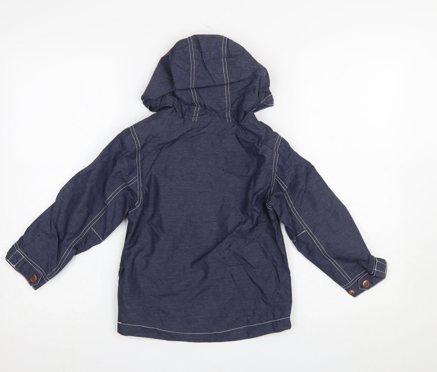 Next Boys Blue Hooded Windbreaker Jacket 4 Years Full Zip Lined Pockets