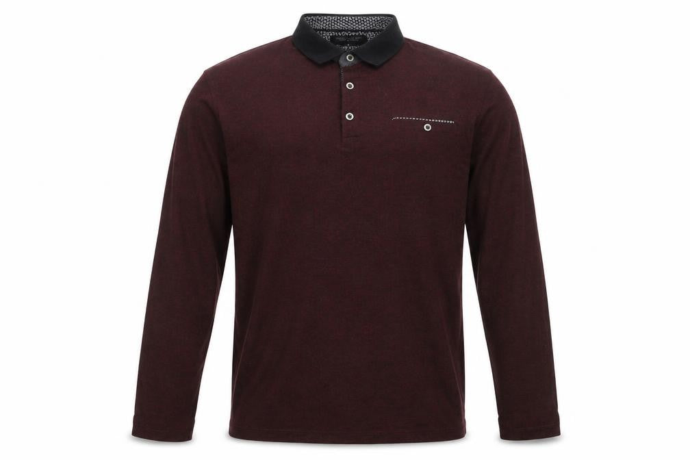 Authentic Men’s Brown Long Sleeve Polo Shirt Size L