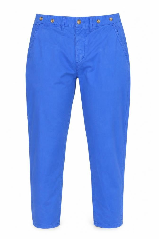 Twisted Soul Women's Blue Chino Trousers One Size Cotton Relaxed Fit