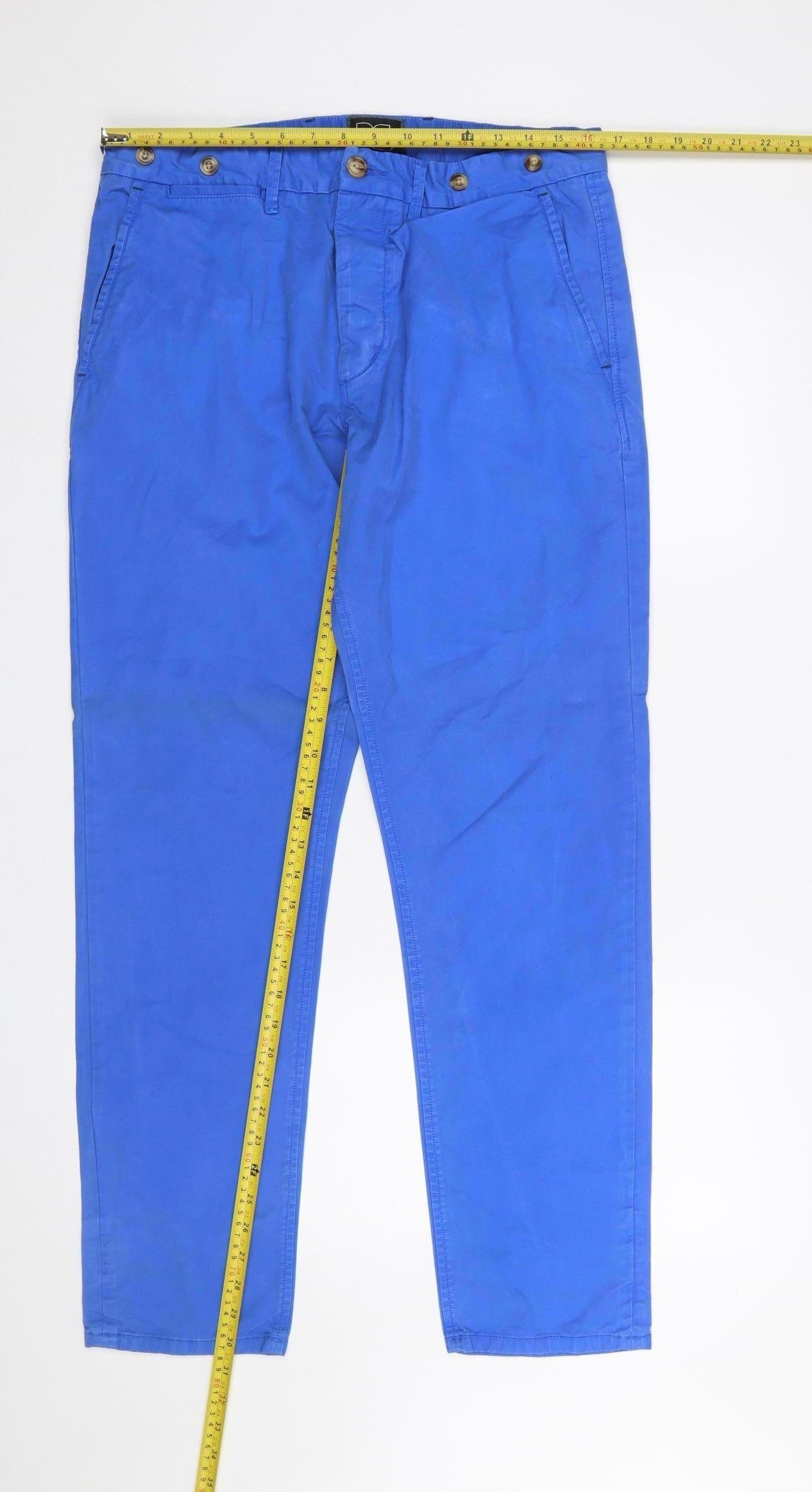 Twisted Soul Women's Blue Chino Trousers One Size Cotton Relaxed Fit