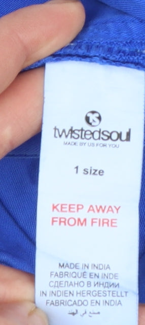 Twisted Soul Women's Blue Chino Trousers One Size Cotton Relaxed Fit