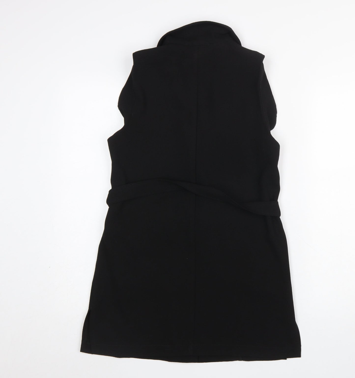 Atmosphere Women's Black Belted Sleeveless Mid-Length Waistcoat Size 10