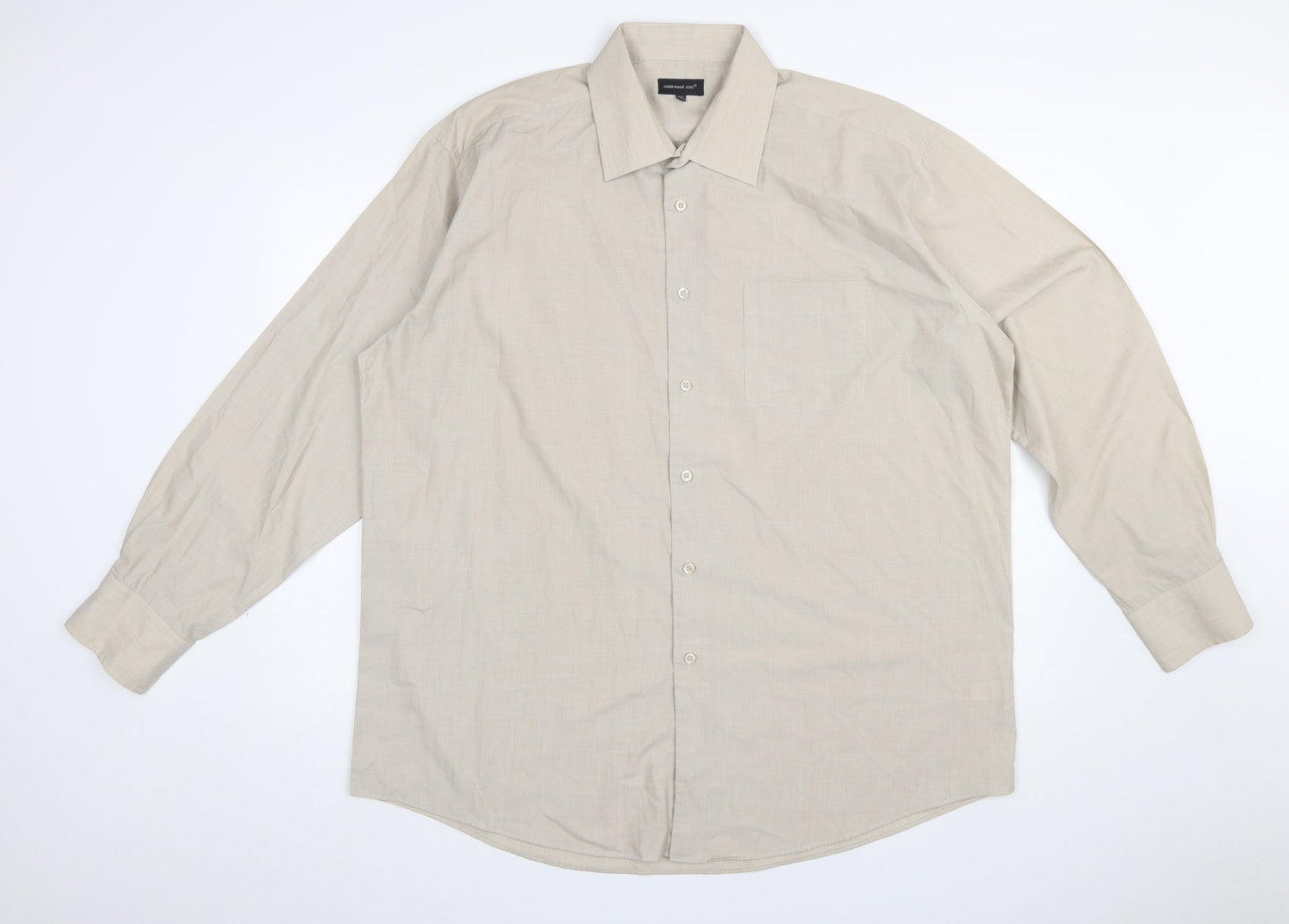Cedarwood State Men's Beige Long Sleeve Classic Fit Button-Up Shirt 17.5in