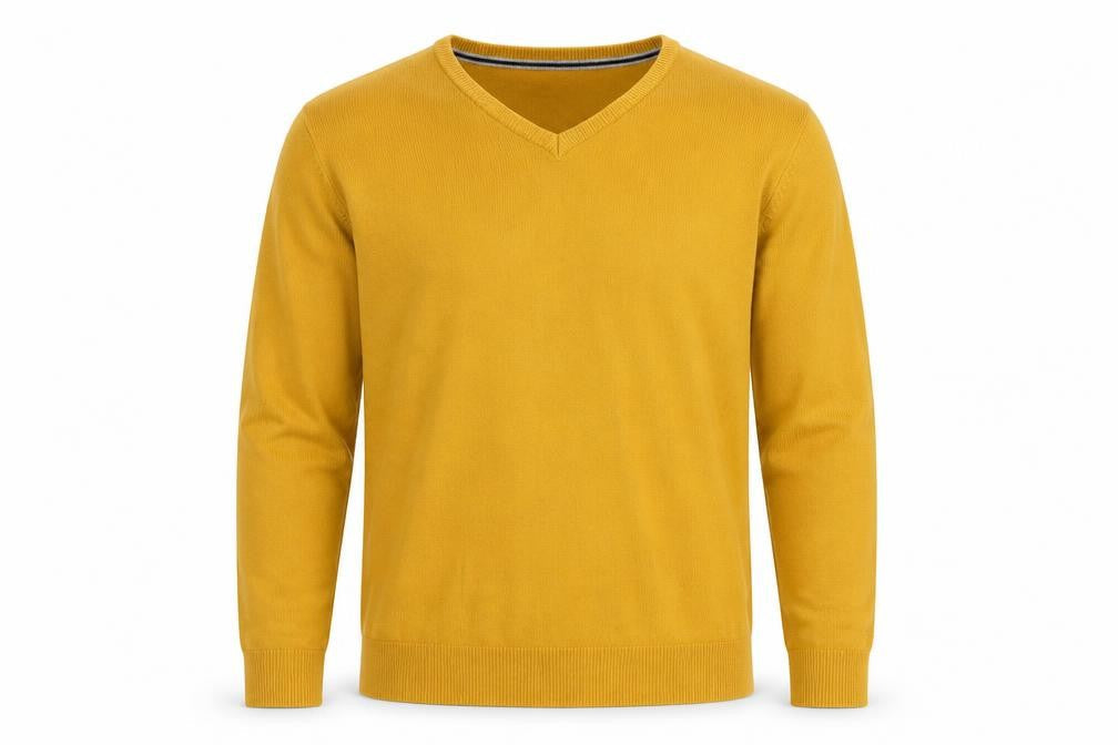 Peacocks Men’s Yellow V-Neck Acrylic Jumper XL