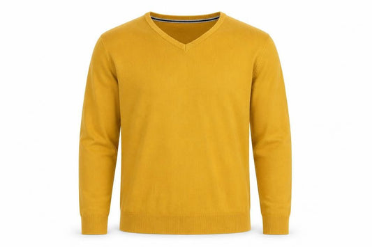 Peacocks Men’s Yellow V-Neck Acrylic Jumper XL