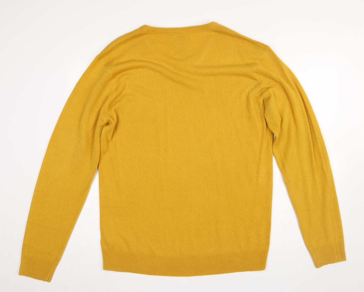Peacocks Men’s Yellow V-Neck Acrylic Jumper XL