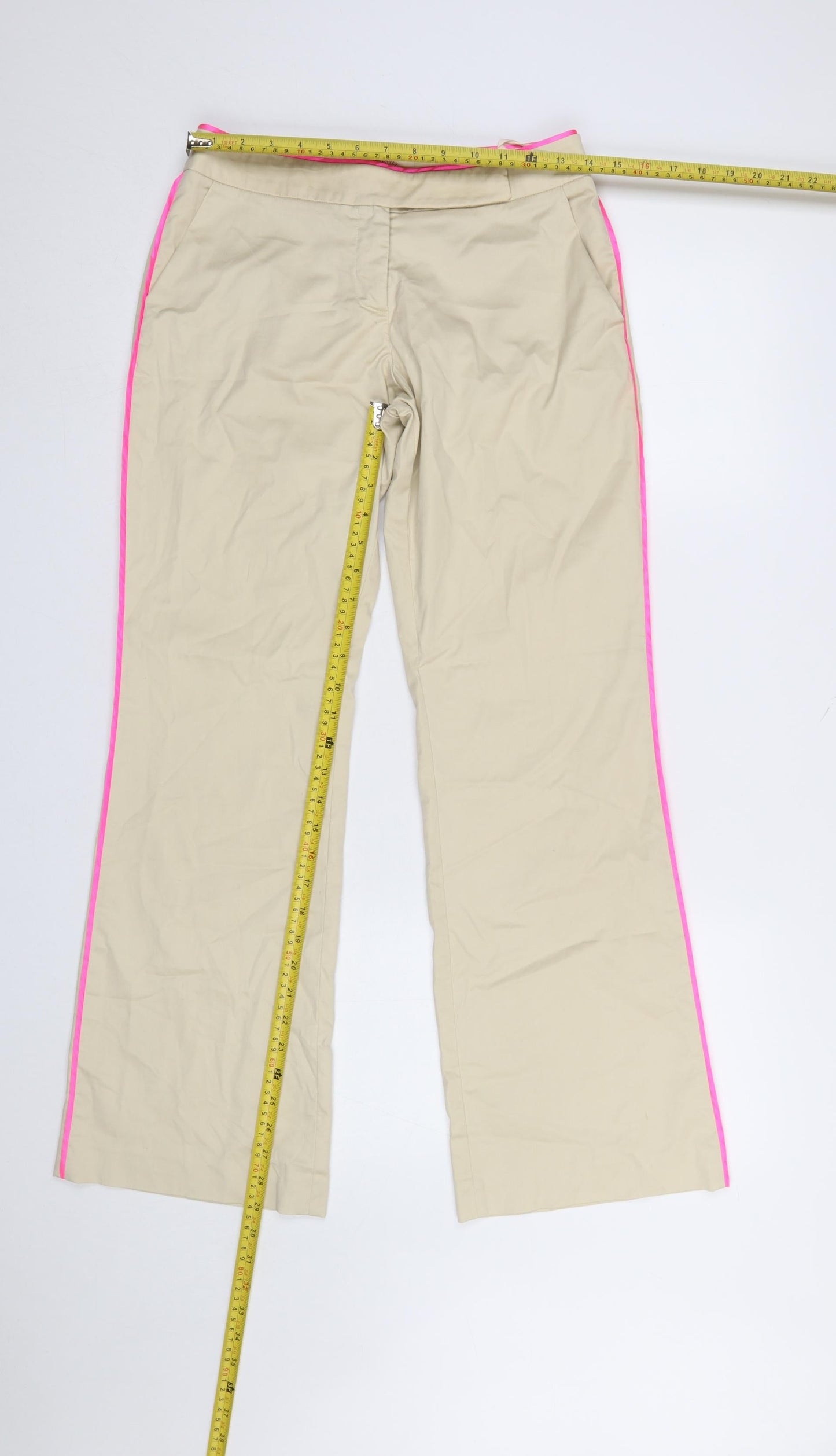 Whistles Women Beige Chino Trousers UK 10 Straight Leg Stretch