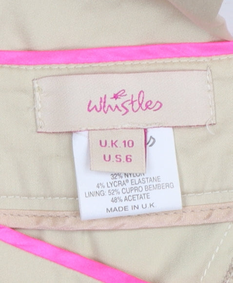 Whistles Women Beige Chino Trousers UK 10 Straight Leg Stretch