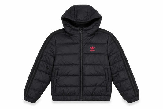Adidas Girls Black Hooded Puffer Jacket 9-10 Years Quilted Full Zip
