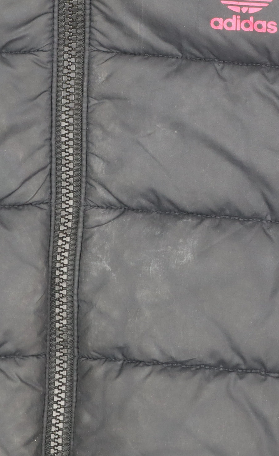 Adidas Girls Black Hooded Puffer Jacket 9-10 Years Quilted Full Zip