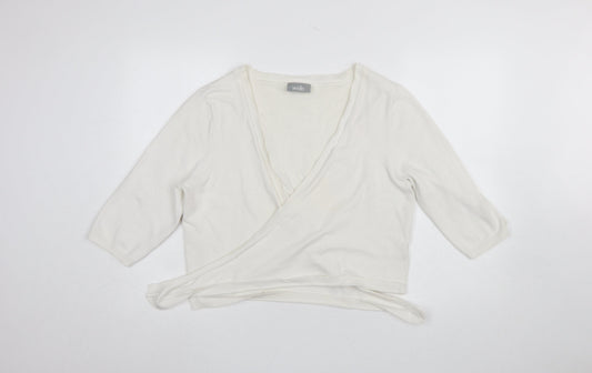 Wallis Women’s Ivory Wrap V-Neck 3/4 Sleeve Knit Jumper L