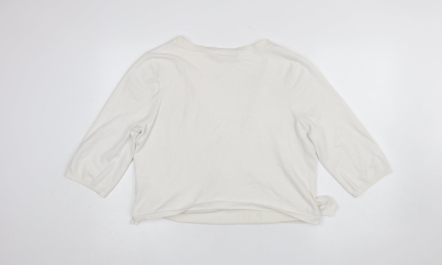 Wallis Women’s Ivory Wrap V-Neck 3/4 Sleeve Knit Jumper L