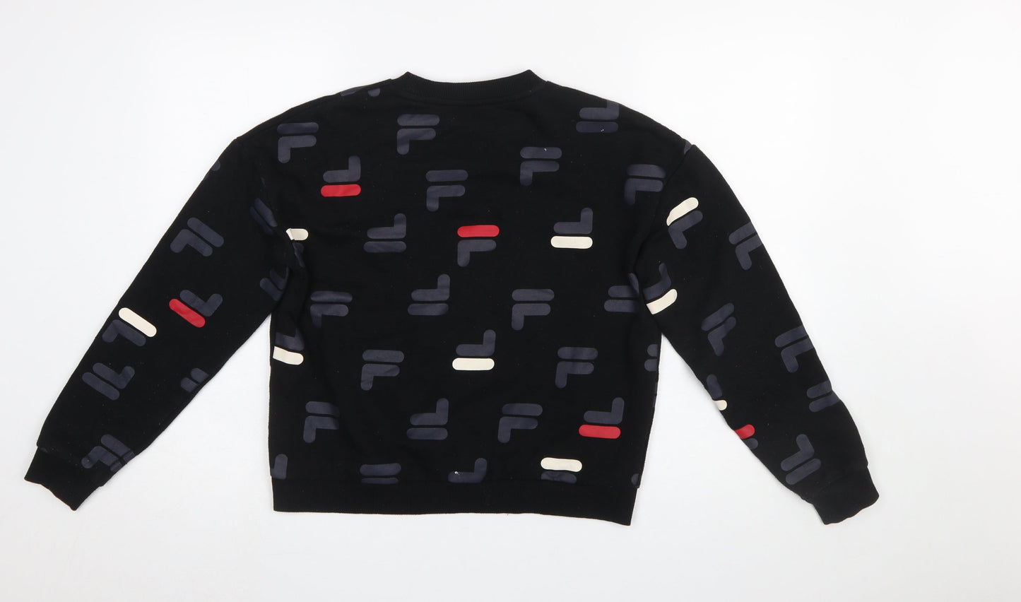 Fila Women's Black Small Pullover Sweatshirt with Logo Print